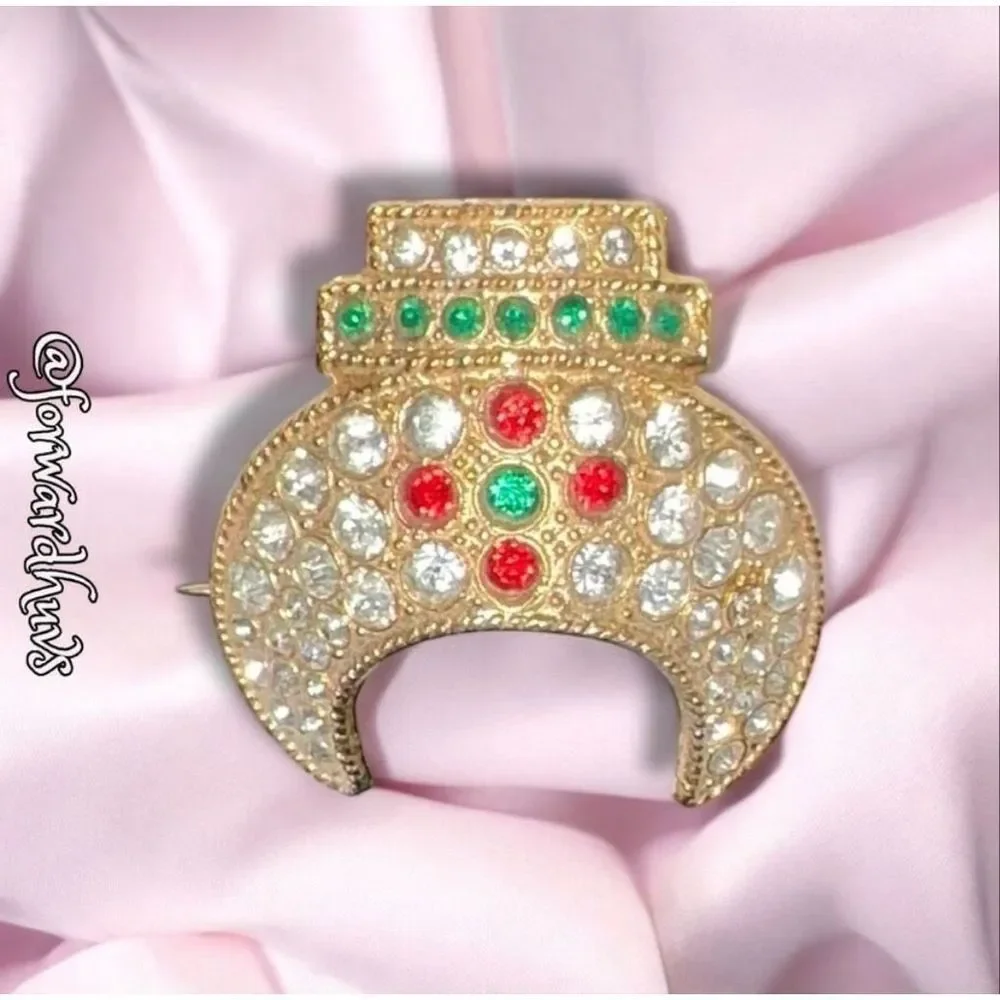 Vintage Shriners Fez Pin with Clear Rhinestone Accents